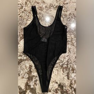Laina Rauma Vanilla Rose Bodysuit in Black Mesh
